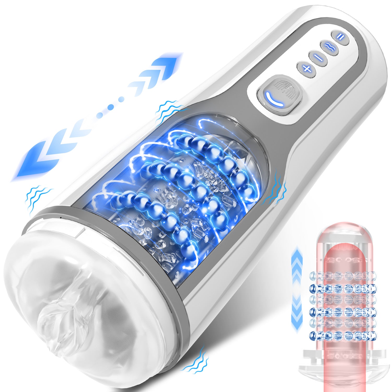 Automatic Thrusting Male Masturbator with Massaging Beads