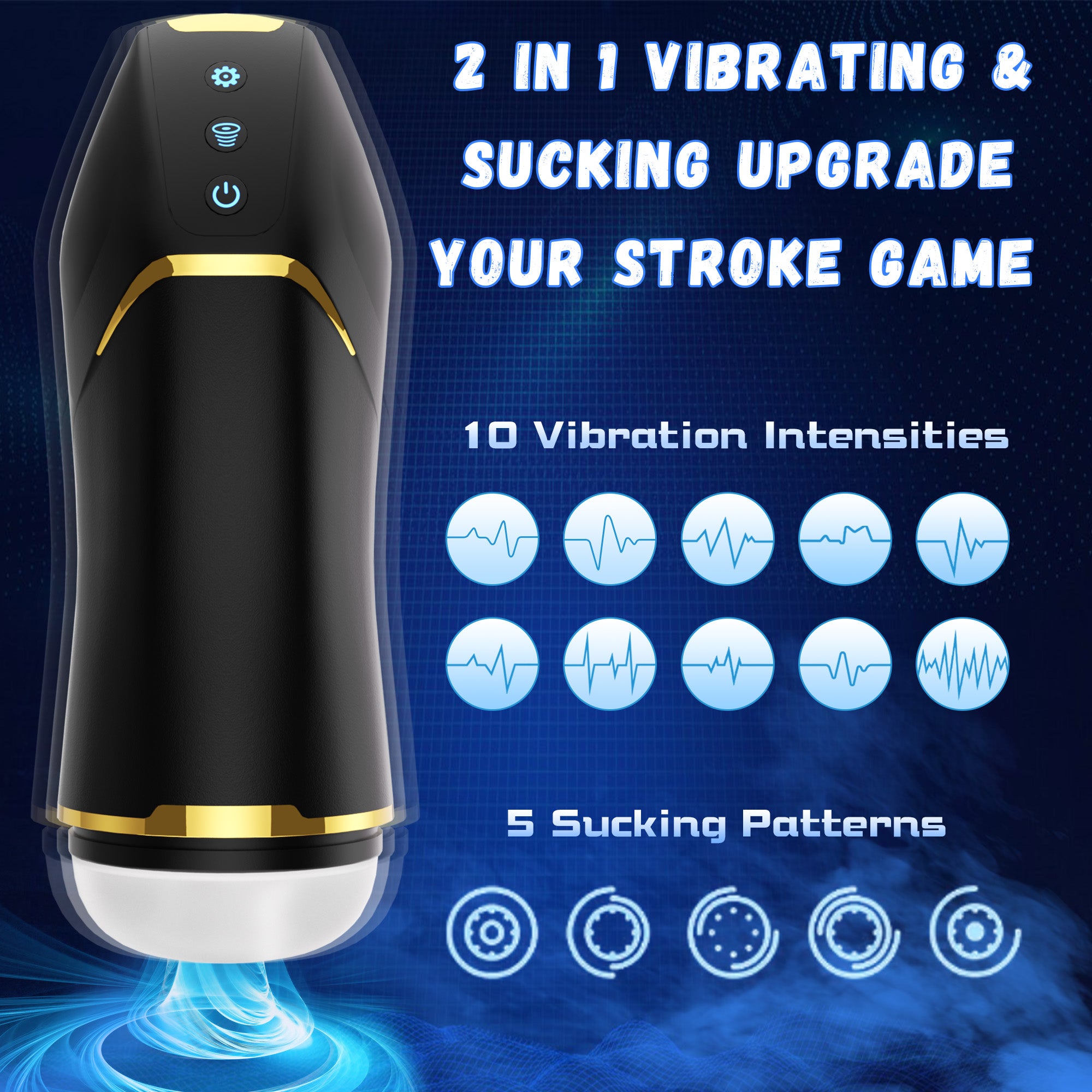 Male Masturbator Adult Toy with 10 Vibrating Patterns & 5 Sucking Pattern Male Sex Toy