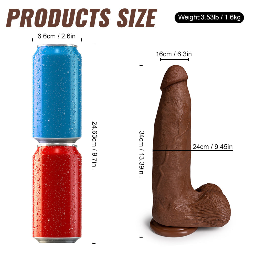 13.4 Inch Realistic Brown Giant Dildo