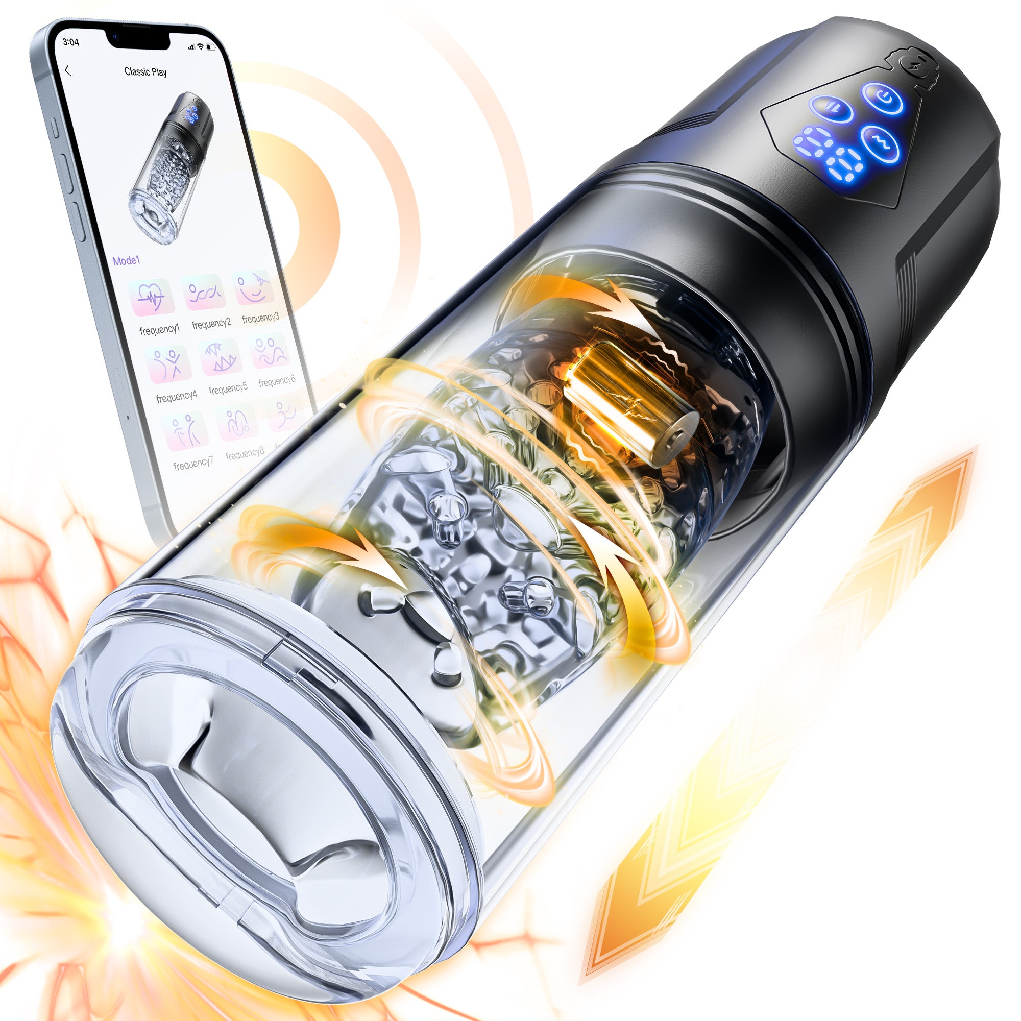 Male Masturbator with 9 Thrusting Rotating and 9 Vibrating Patterns