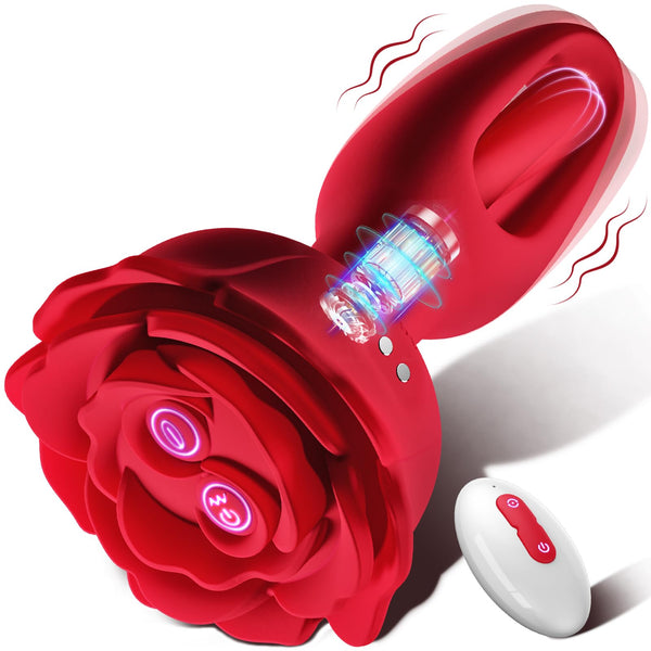 SirenVibe - Vibrating & Flapping Rose Butt Plug