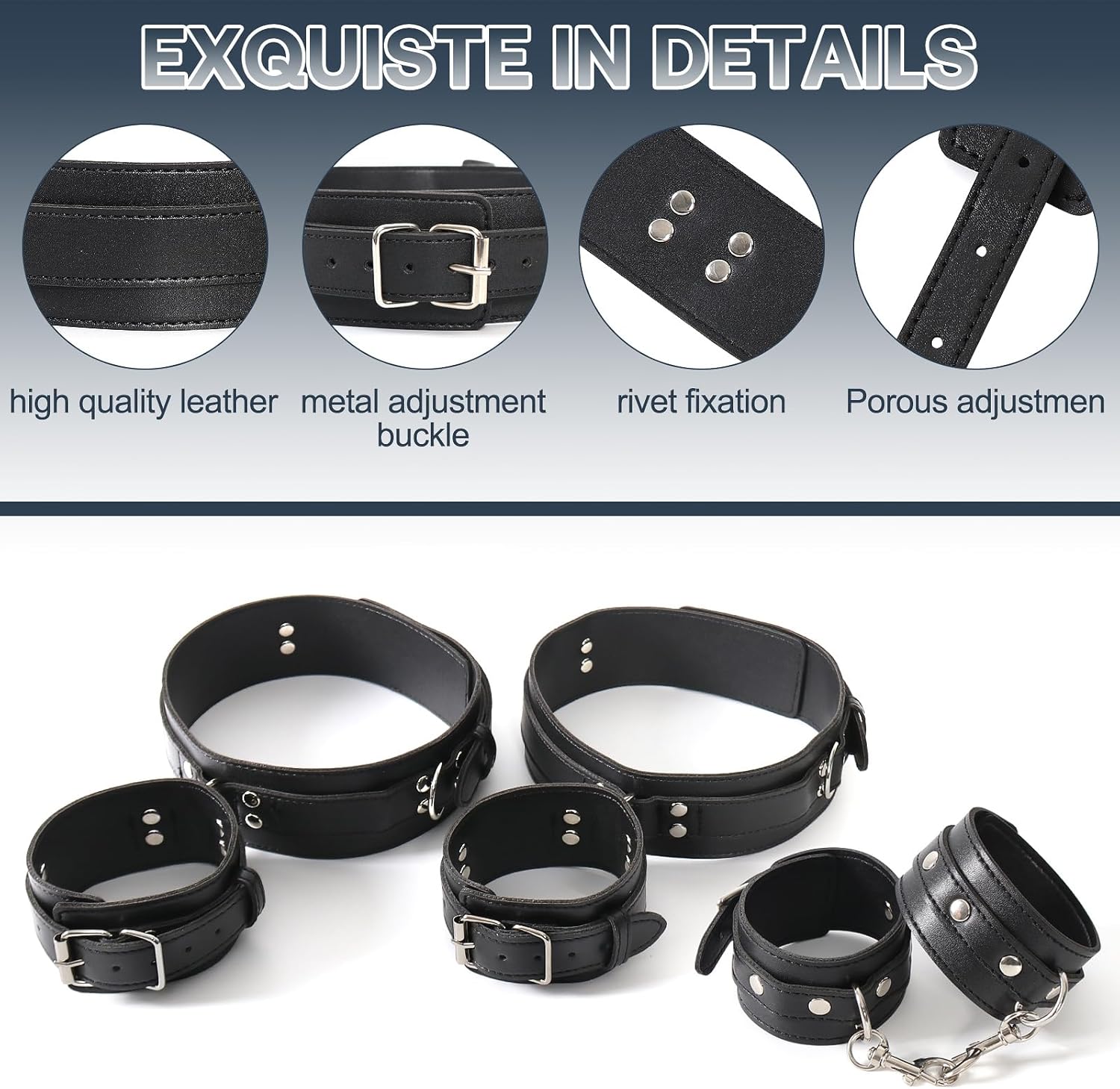 Adjustable BDSM Restraint Kit – 3-in-1 Wrist, Thigh & Ankle Straps