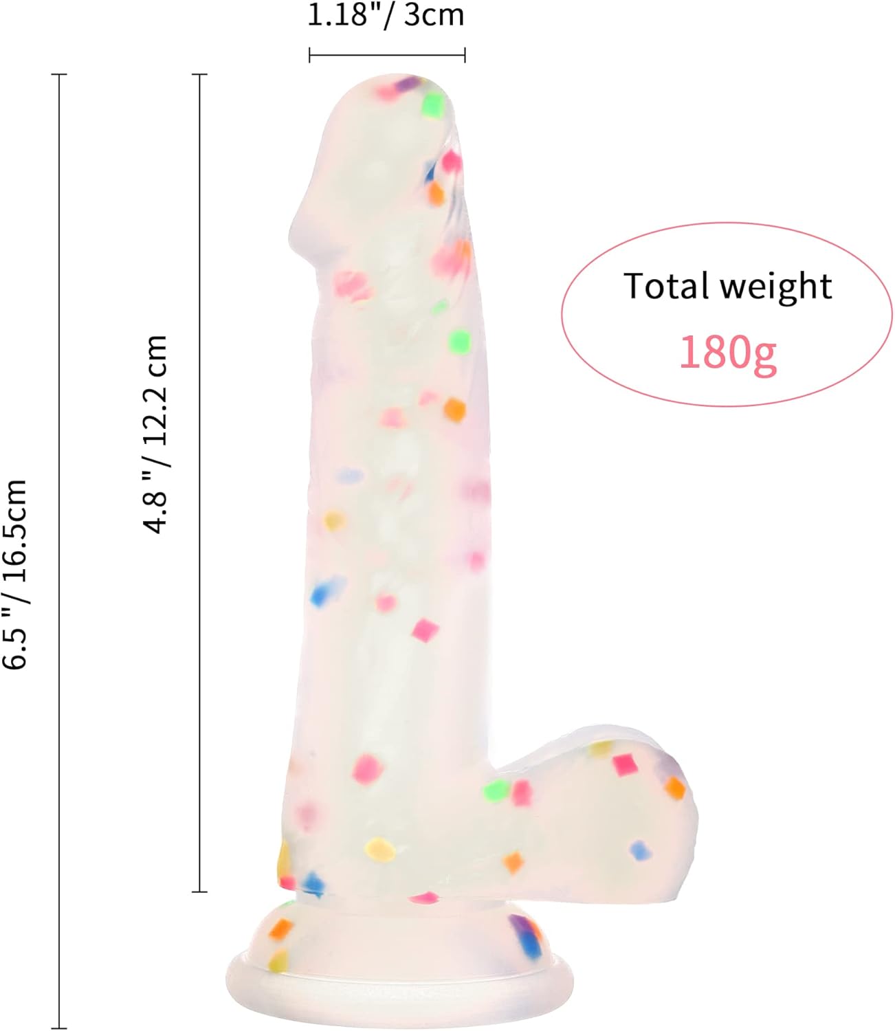 6.5 Inch Rainbow Silicone Dildo with Powerful Suction Cup