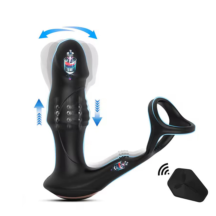 Dynamic Swing and Stretch Vibrating Anal Toy with Penis Ring