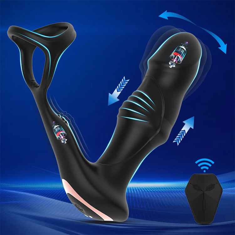 Dynamic Swing and Stretch Vibrating Anal Toy with Penis Ring