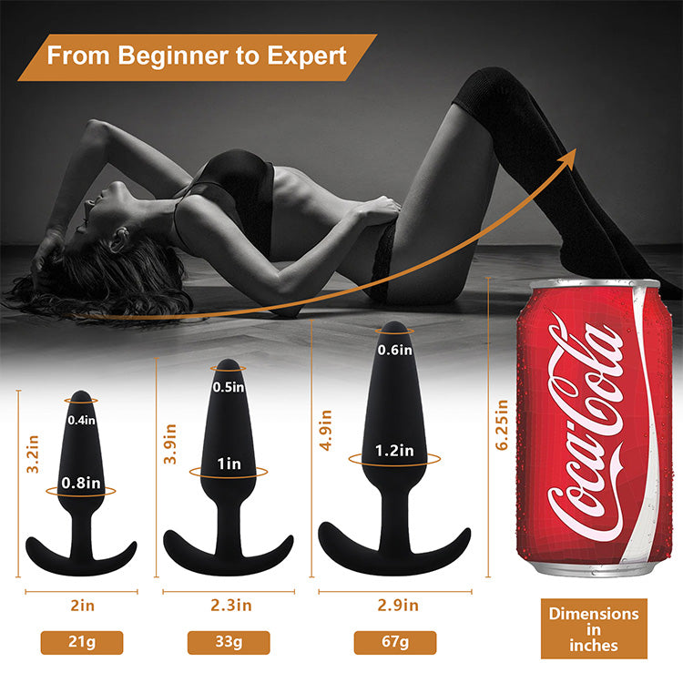 Curved Base 3-Piece Beginner Anal Plug Set