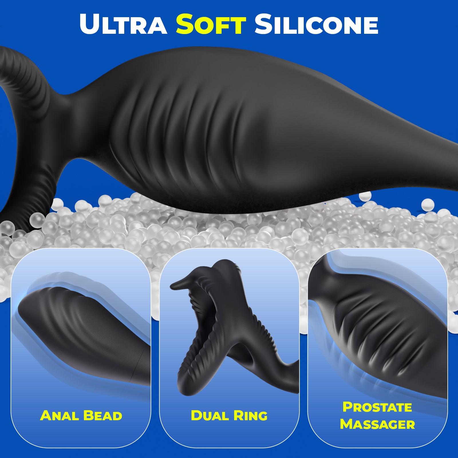 KERERO Prostate Massager with Vibrating Penis Ring,10 Intense Vibrating Male Sex Toy, Remote Control Penis Ring Vibrators Couple Sex Toys,Adult Toys Anal Plug for Men