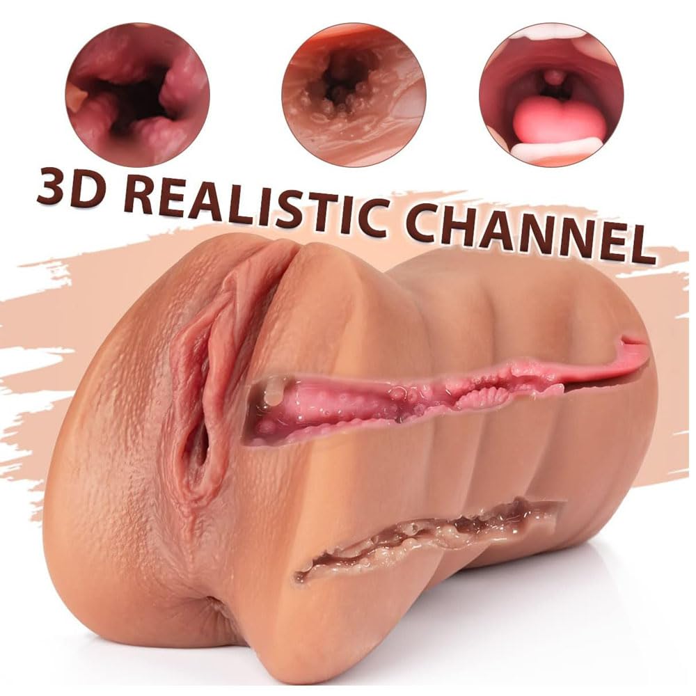 Realistic 6.9 Inch Flesh-colored 3-in-1 Male Masturbator with Pocket Pussy