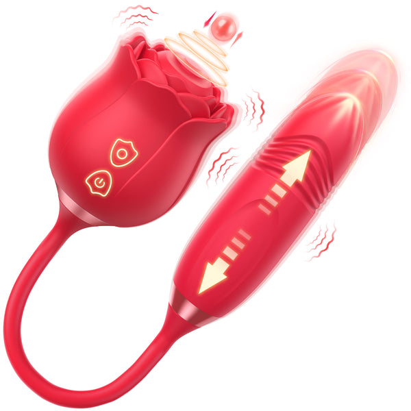 IvoryVue - Rose Vibrator With Tapping & Thrusting Modes