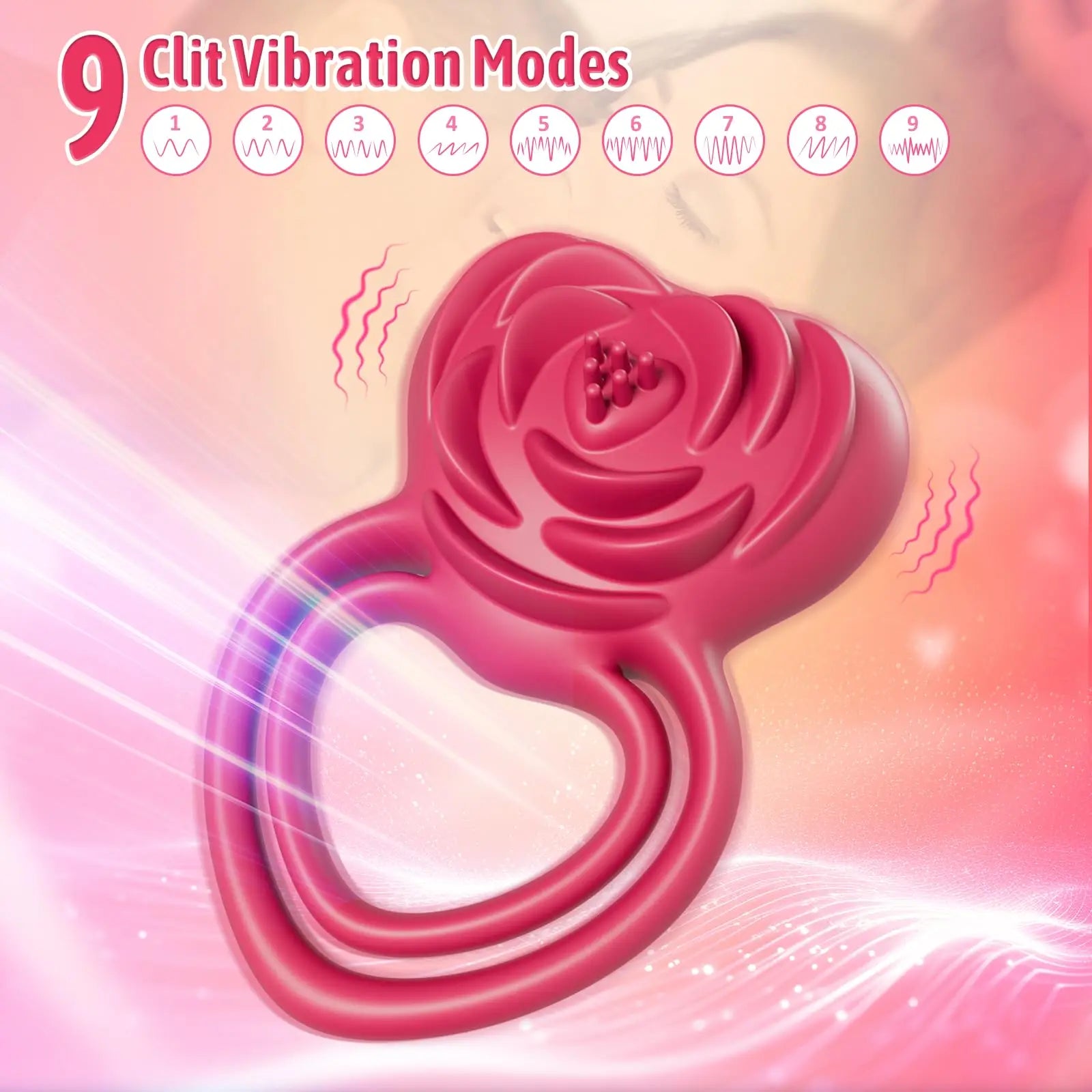 Dual Action Vibrating Cock Ring with Rose Clitoral Stimulator for Intense Pleasure