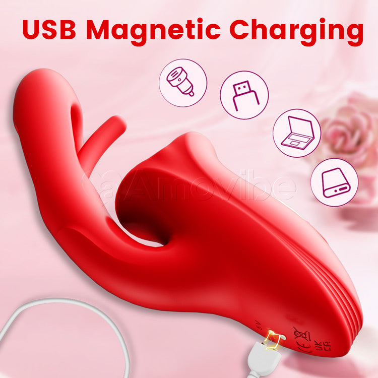 G Spot Flapping Vibrator with Kissing Function Vibrating Tongue