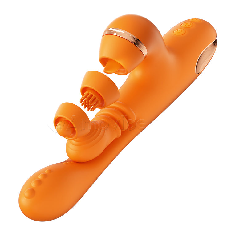 G Spot Vibrator with Circular Motion Massaging, Vibration & 3 Sleeves for Clit Tap, Tickling & Licking