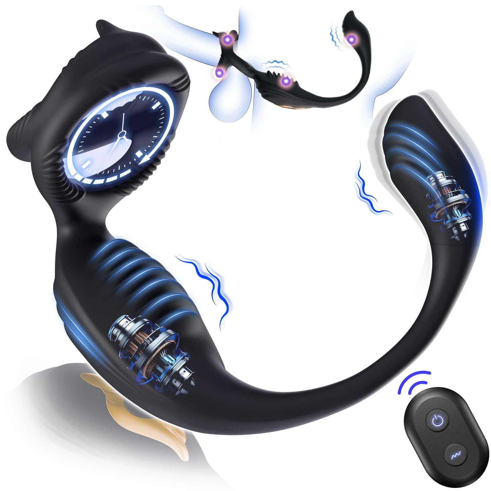 KERERO Prostate Massager with Vibrating Penis Ring,10 Intense Vibrating Male Sex Toy, Remote Control Penis Ring Vibrators Couple Sex Toys,Adult Toys Anal Plug for Men