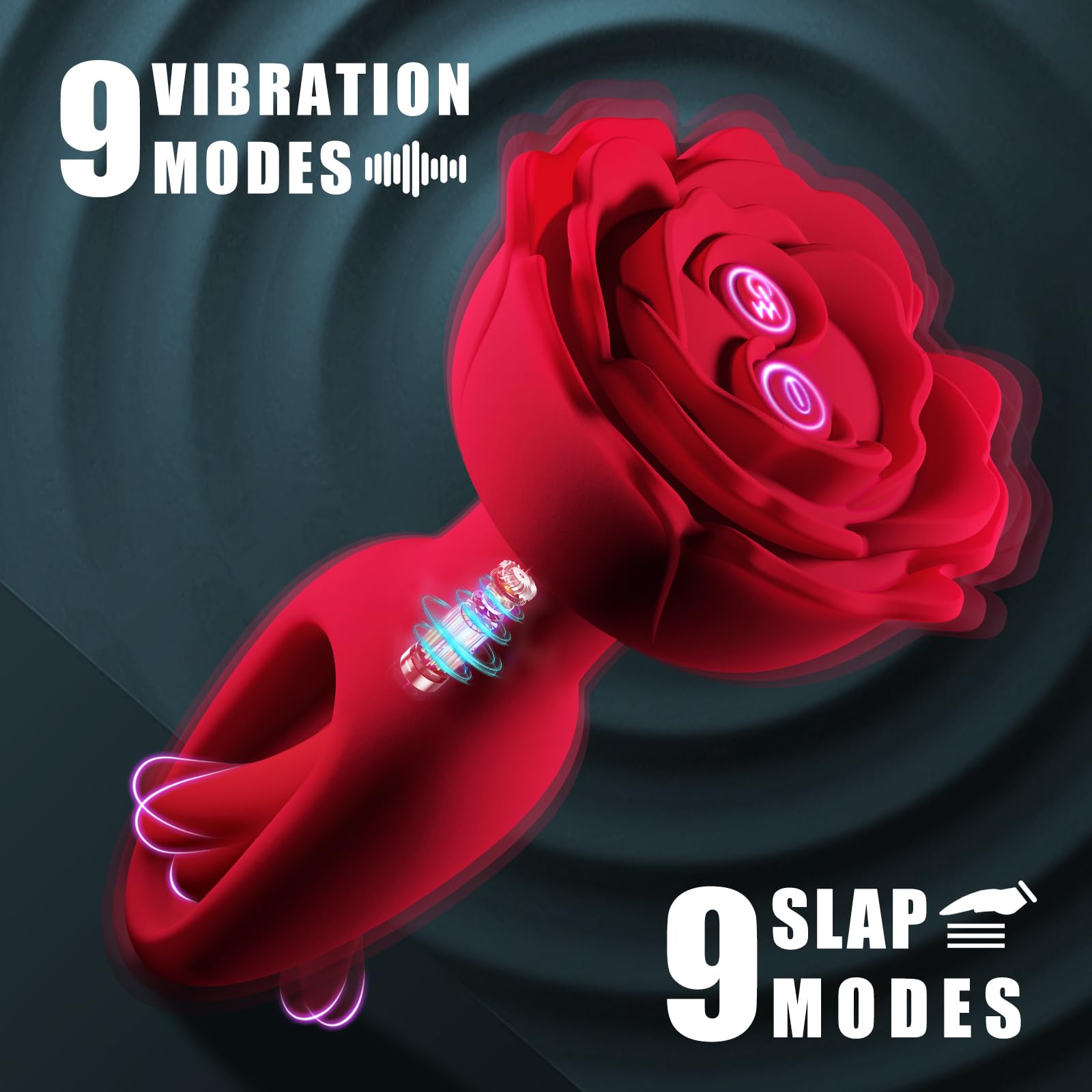 Vibrating & Flapping Rose Butt Plug
