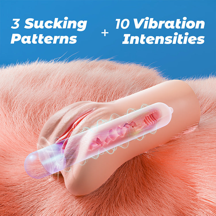 Life-Like Flesh-Toned Masturbator with Vibration and Suction