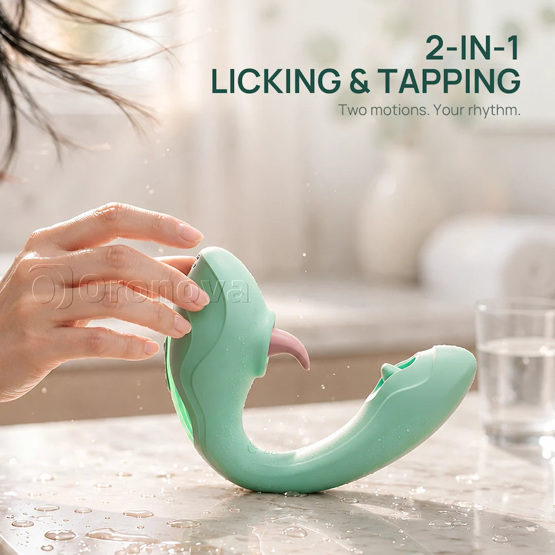Tongue & Tapping 2-in-1 Vibrator – Clitoral Licking Stimulation, 7 Licking & 7 Tapping Modes