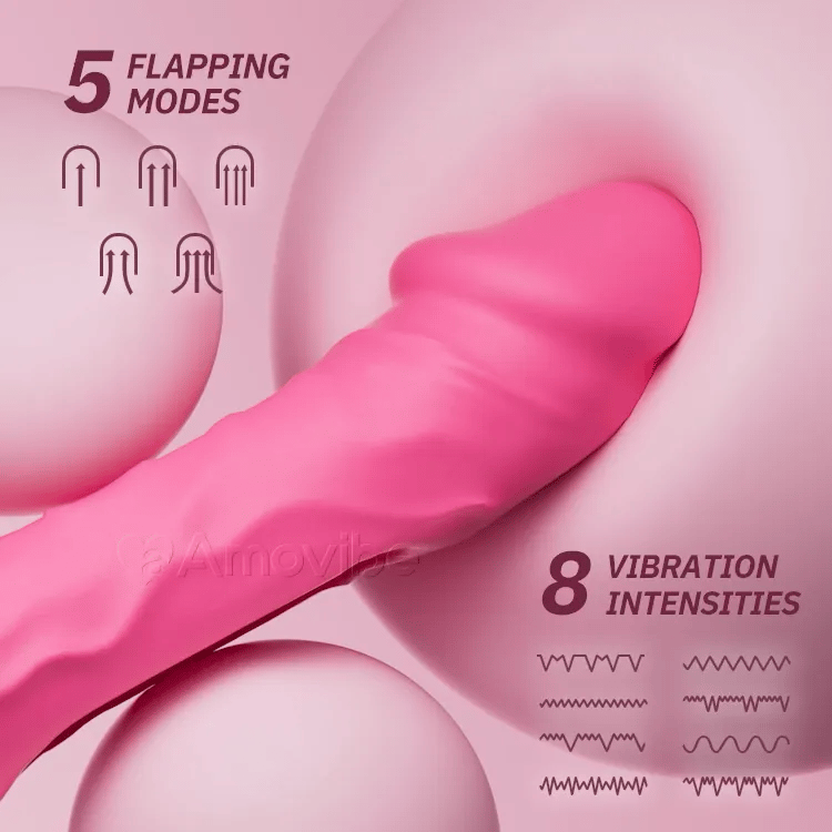 Thrusting Dildo Vibrator with Flapping & Vibrating Patterns（Suction Base Included）