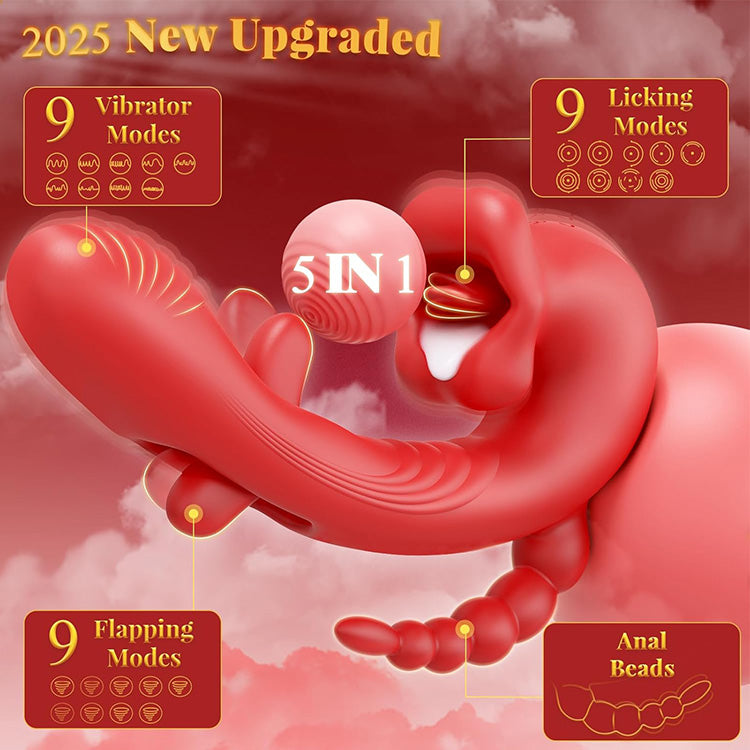 5-in-1 App-Controlled Vibrator with Licking, Flapping & Sucking Modes