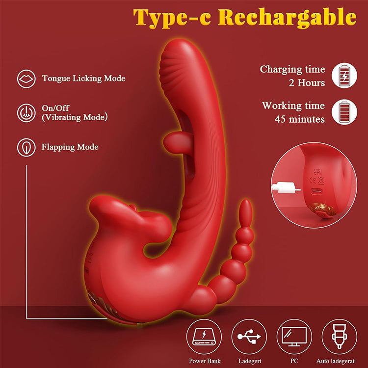 5-in-1 App-Controlled Vibrator with Licking, Flapping & Sucking Modes