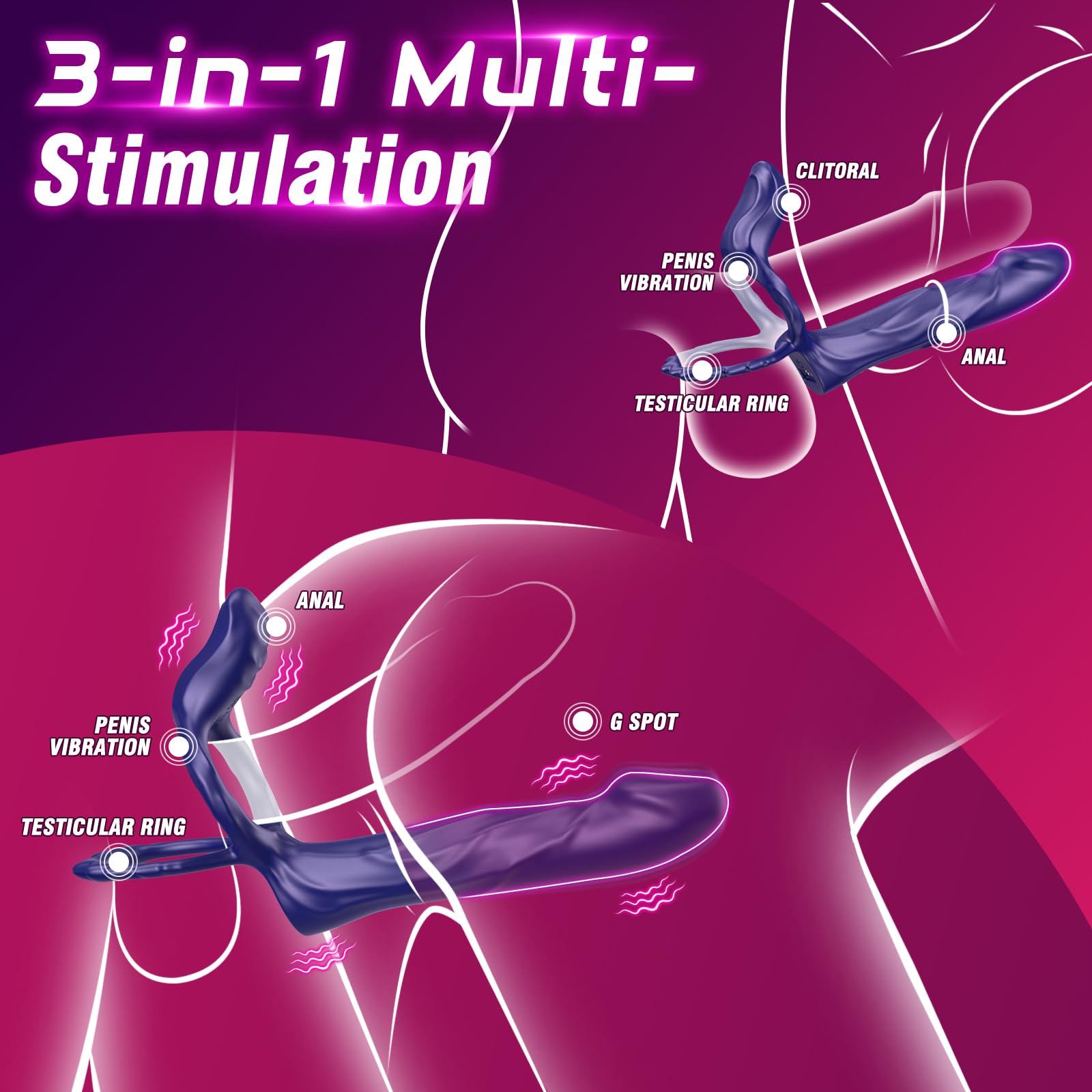 Strap-On Penis & Vibrating Sleeve – Cock Ring for Clitoral & G-Spot Stimulation