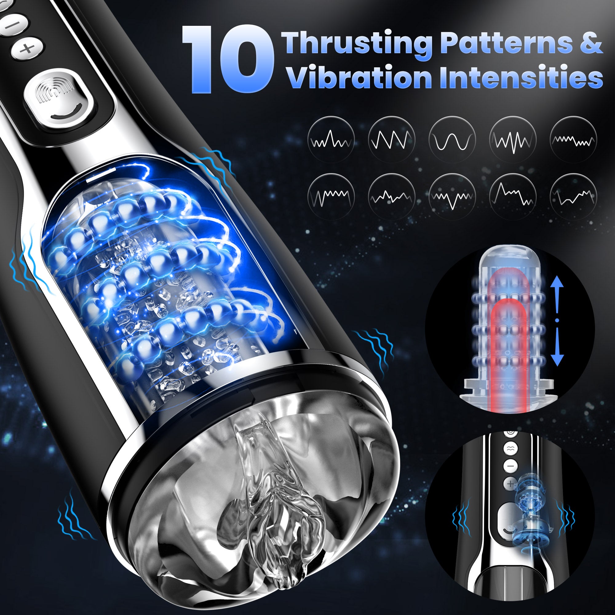 Stroking & Vibration Male Masturbator with Massaging Beads Amovibe Stroking & Vibration Male Masturbator with Massaging Beads Amovibe