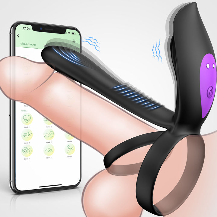 thrusting silicone remote control cock ring anal vibrator