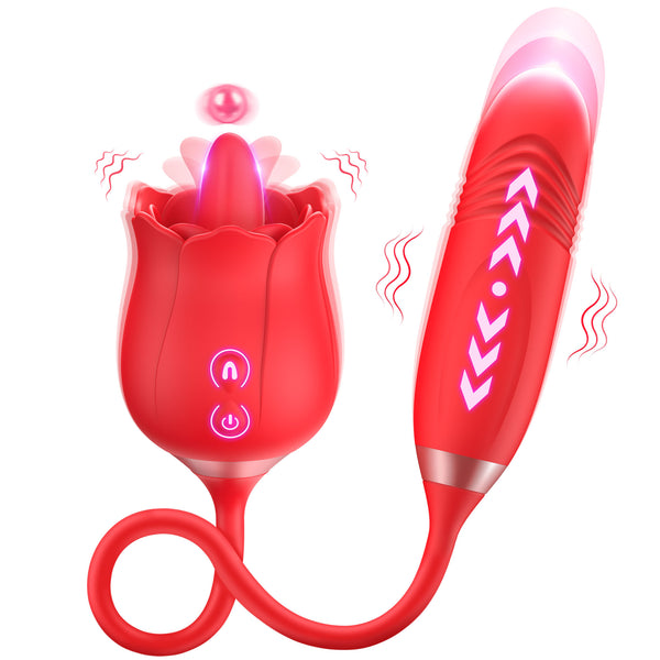 Rose Sex toy with Licking Function & Thrusting Dildo Vibrator